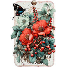 Load image into Gallery viewer, Retro Red Flower Butterfly 30*40CM Full Round Drill Diamond Painting
