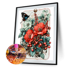 Load image into Gallery viewer, Retro Red Flower Butterfly 30*40CM Full Round Drill Diamond Painting
