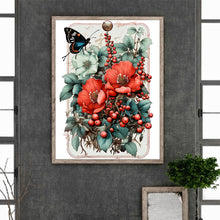 Load image into Gallery viewer, Retro Red Flower Butterfly 30*40CM Full Round Drill Diamond Painting
