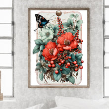 Load image into Gallery viewer, Retro Red Flower Butterfly 30*40CM Full Round Drill Diamond Painting
