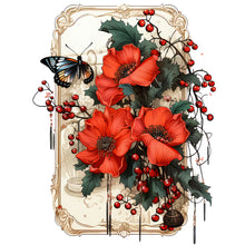 Load image into Gallery viewer, Retro Red Flower Butterfly 30*40CM Full Round Drill Diamond Painting
