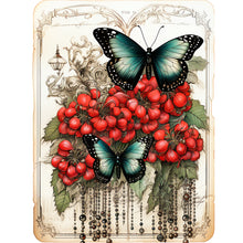 Load image into Gallery viewer, Retro Red Flower Butterfly 30*40CM Full Round Drill Diamond Painting
