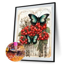 Load image into Gallery viewer, Retro Red Flower Butterfly 30*40CM Full Round Drill Diamond Painting
