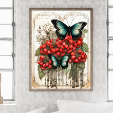 Load image into Gallery viewer, Retro Red Flower Butterfly 30*40CM Full Round Drill Diamond Painting
