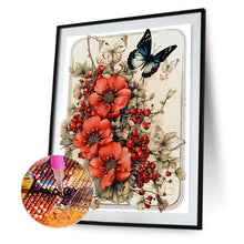 Load image into Gallery viewer, Retro Red Flower Butterfly 30*40CM Full Round Drill Diamond Painting
