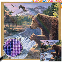 Load image into Gallery viewer, Forest With River Grizzly Bear And Fish 40*40CM Full Square Drill Diamond Painting
