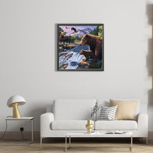 Load image into Gallery viewer, Forest With River Grizzly Bear And Fish 40*40CM Full Square Drill Diamond Painting
