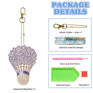 Double Sided Special Shape Diamond Painting Keychain (Purple Badminton)