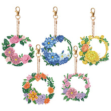 Load image into Gallery viewer, 5PCS Full Drill Keyring Wreath Double Sided Rhinestone Painting Keychain Pendant
