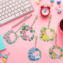 Load image into Gallery viewer, 5PCS Full Drill Keyring Wreath Double Sided Rhinestone Painting Keychain Pendant
