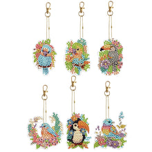 Load image into Gallery viewer, 6PCS Double Sided Special Shape Diamond Painting Keychain (Birds)
