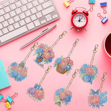 Load image into Gallery viewer, 7PCS Double Sided Special Shape Diamond Painting Keychain (Flowers)
