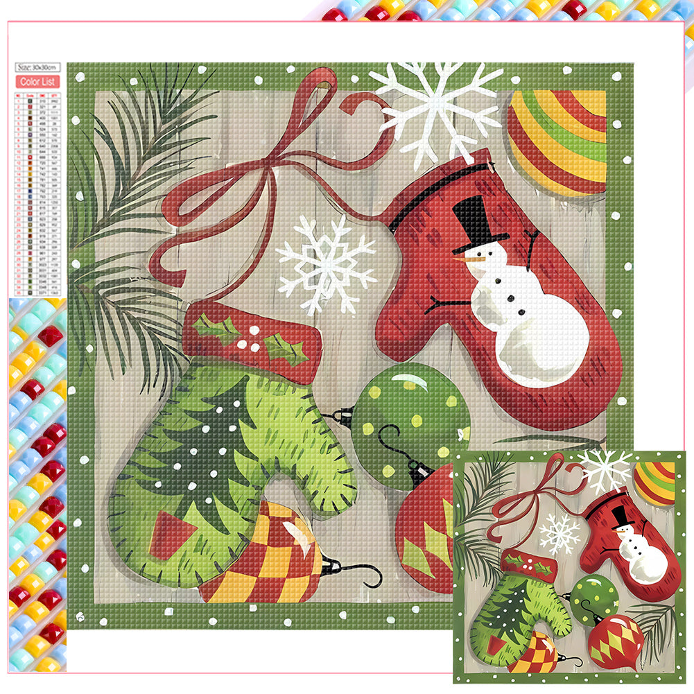 Christmas Gloves 30*30CM Full Square Drill Diamond Painting