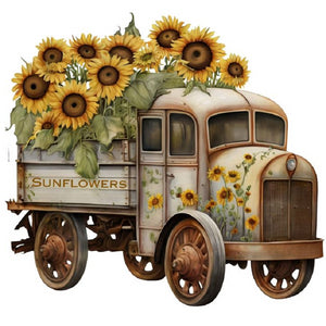 Sunflower Truck 30*30CM Full Round Drill Diamond Painting