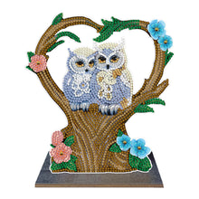 Load image into Gallery viewer, Wooden Desktop Diamond Painting Ornament Diamond Art Table Decor (Winter Owl #2)
