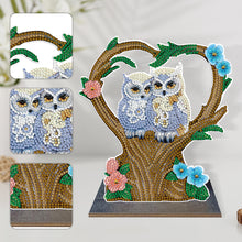 Load image into Gallery viewer, Wooden Desktop Diamond Painting Ornament Diamond Art Table Decor (Winter Owl #2)
