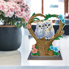 Load image into Gallery viewer, Wooden Desktop Diamond Painting Ornament Diamond Art Table Decor (Winter Owl #2)
