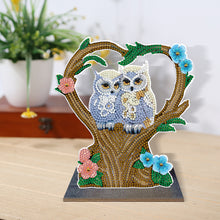 Load image into Gallery viewer, Wooden Desktop Diamond Painting Ornament Diamond Art Table Decor (Winter Owl #2)
