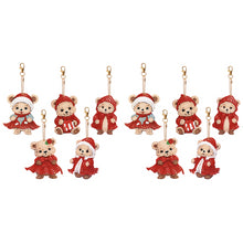 Load image into Gallery viewer, 5PCS Double Sided Special Shape Diamond Painting Keychain (Little Bear in Red)
