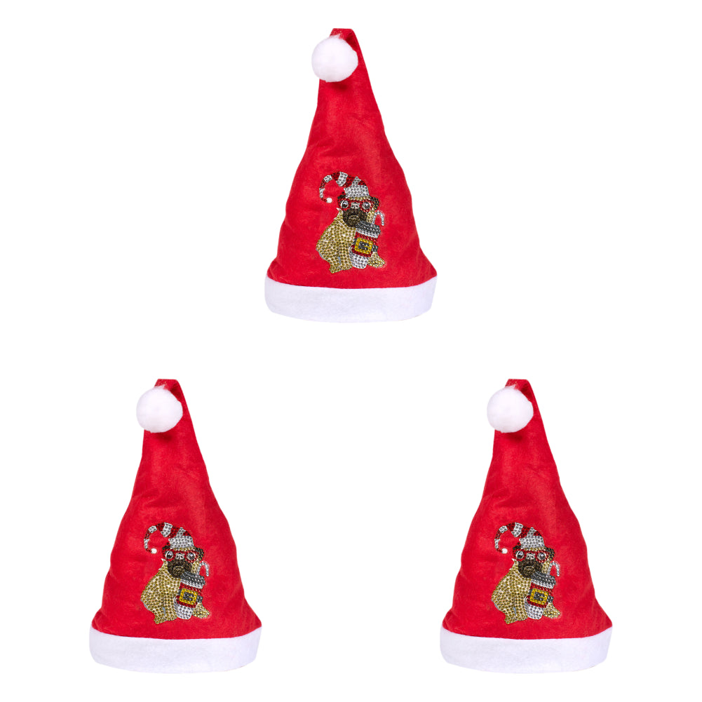 DIY Diamond Painting Christmas Hat Comfort Soft for Adults Unisex (Puppy #3)