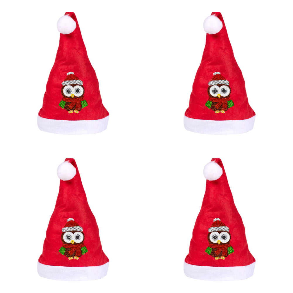 DIY Diamond Painting Christmas Hat Comfort Soft for Adults Unisex (Owl #1)