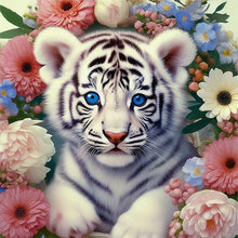 Load image into Gallery viewer, White Tiger And Flower 30*30CM Full Round Drill Diamond Painting
