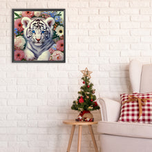 Load image into Gallery viewer, White Tiger And Flower 30*30CM Full Round Drill Diamond Painting
