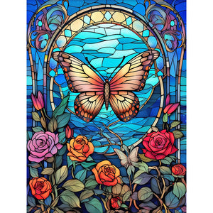 Butterfly And Rose 30*40CM Full Round Drill Diamond Painting