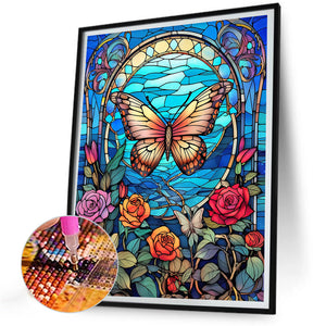 Butterfly And Rose 30*40CM Full Round Drill Diamond Painting