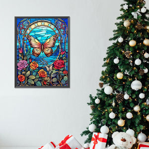Butterfly And Rose 30*40CM Full Round Drill Diamond Painting