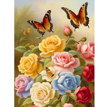 Load image into Gallery viewer, Flower And Butterfly Flower 30*40CM Full Round Drill Diamond Painting
