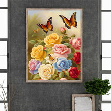 Load image into Gallery viewer, Flower And Butterfly Flower 30*40CM Full Round Drill Diamond Painting
