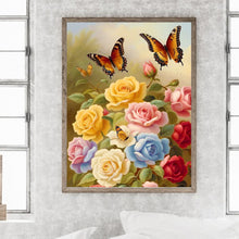 Load image into Gallery viewer, Flower And Butterfly Flower 30*40CM Full Round Drill Diamond Painting
