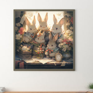 Rabbits Gathered Together 40*40CM Full Round Drill Diamond Painting