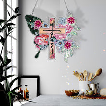 Load image into Gallery viewer, Round DIY Diamond Painting Ornaments for Home Wall Decor (Butterfly Cross #3)
