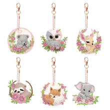 Load image into Gallery viewer, 6PCS Double Sided Full Drill Keyring Diamond Painting Keychain (Small Animal #1)
