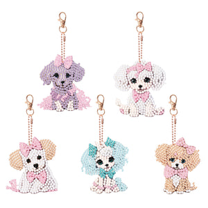 5PCS Double Sided Full Drill Keyring Diamond Painting Keychain (Small Animal #3)