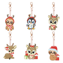 Load image into Gallery viewer, 6PCS Double Sided Full Drill Keyring Diamond Painting Keychain (Small Animal #4)
