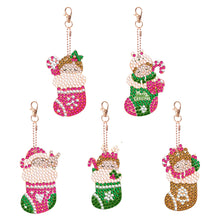 Load image into Gallery viewer, 5PCS Double Sided Diamond Painting Keychain (Xmas Stocking Critter #3)
