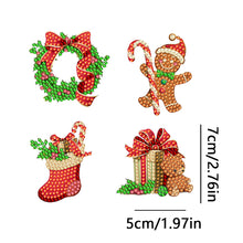 Load image into Gallery viewer, 4PCS Double Sided Diamond Painting Keychain (Xmas Stocking Critter #4)
