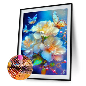 Flower And Butterfly 30*40CM Full Round Drill Diamond Painting