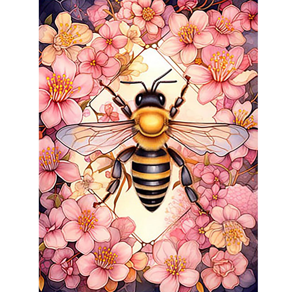 Flower Queen Bee 30*40CM Full Round Drill Diamond Painting
