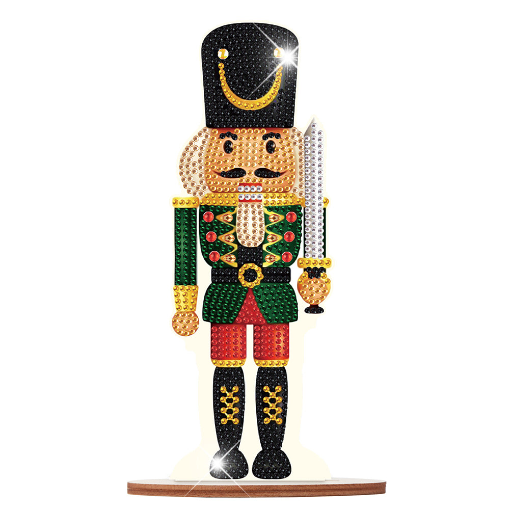 Wooden Crystal Painting Desktop Kit Diamond Art Table Decor (Xmas Nutcracker #4)