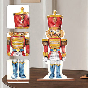 Wooden Crystal Painting Desktop Kit Diamond Art Table Decor (Xmas Nutcracker #6)