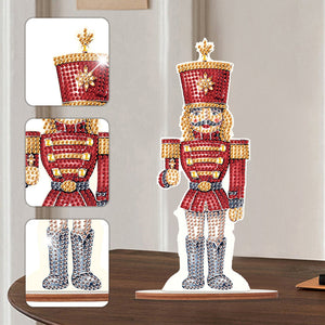 Wooden Crystal Painting Desktop Kit Diamond Art Table Decor(Xmas Nutcracker #10)