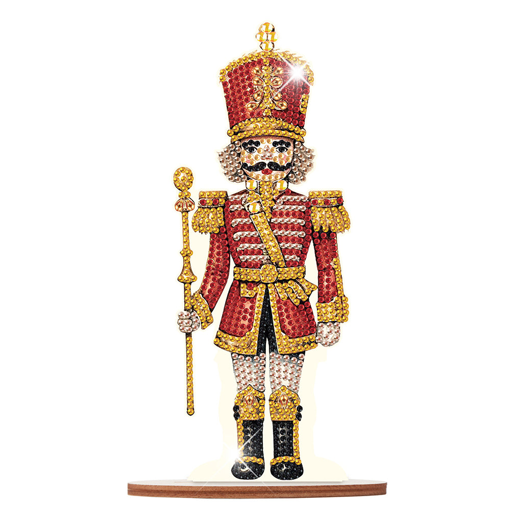 Wooden Crystal Painting Desktop Kit Diamond Art Table Decor(Xmas Nutcracker #14)