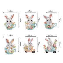 Load image into Gallery viewer, 6PCS Double Sided Special Shape Diamond Painting Keychain (Cute Bunny)
