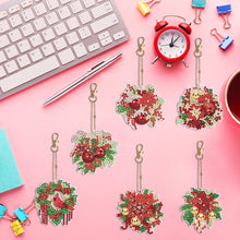 Load image into Gallery viewer, 6PCS Double Sided Special Shape Diamond Painting Keychain (Christmas Wreath)
