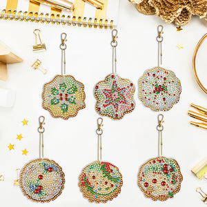 6PCS Double Sided Special Shape Diamond Painting Keychain (Christmas Cracker)