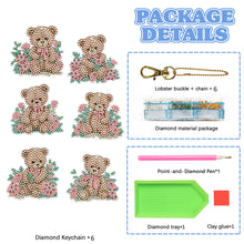 Load image into Gallery viewer, 6PCS Double Sided Special Shape Diamond Painting Keychain (Cute Bear #9)
